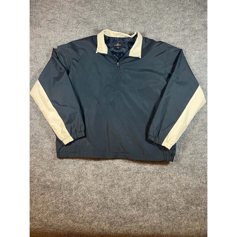 Dockers Golf Pullover Half Zip Windbreaker Jacket Tan/Dark Blue Men's XXL 2XL